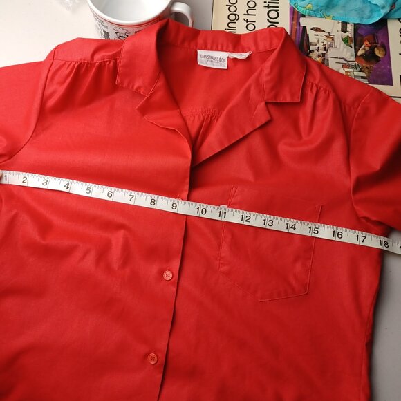 Vintage Levi's Cotton Blend Button Up Top, Tomato Red, Small, Like New Condition - Picture 8 of 11